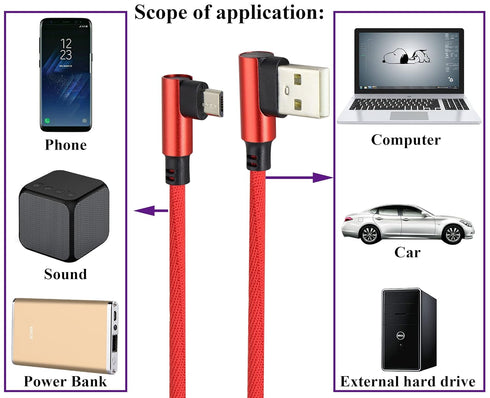 (1m/3ft 90 Degree Micro USB Cable Right Angle USB 2.0 A Male to Micro Male Fast Sync & Charging Cable for Android, Samsung, LG,Huawei, Smartphones...