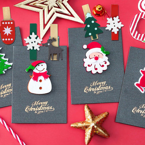 100pcs Christmas Wood Clips Xmas Tree Snowflake Elk Gloves Clothespins DIY Photo Pegs Hanging Clips for Party Favors Home School Art Craft Decor...