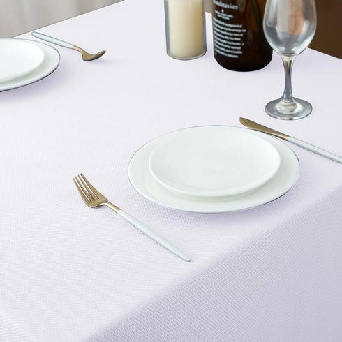 Biscaynebay Fabric Square Tablecloths 54x54 Inches, White Water Resistant Table Cloth Small Card Folding Table Covers Linen for Dining, Kitchen, W...