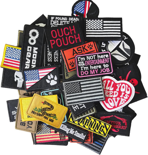 20 Pieces Random Tactical Morale Patch Bundle, Full Embroidery Loop and Hook Patches Set for Caps, Bags, Backpacks, Vest, Military Uniforms,Tactic...