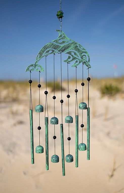 VP Home 28.5" H Tribal Dolphin Wind Chimes for Outside Unique Tribal Dolphin Windchimes for Outdoor Decorations Garden Decor Dolphin Cimes for Wom...
