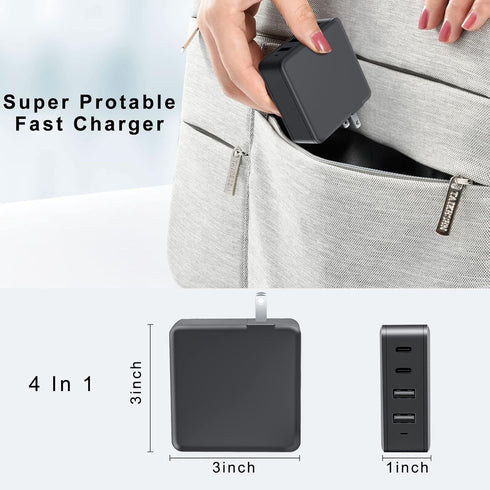 DTK USB C Wall Charger, 120W Fast Charger Block Plug, 4-Port Portable Power Adapter Charger Station for iPhone 14 13 12 11 Pro Max SE XS XR X 8 7,...