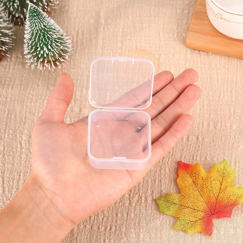 SATINIOR 12 Pack Clear Plastic Beads Storage Containers Box with Hinged Lid for Beads and More (2.12 x 2.12 x 0.79 Inch)...