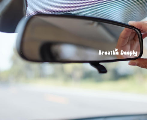 3 x Breathe Deeply Rearview Mirror Decal, Rear View Mirror Accessories, Car Decals, Car Stickers, Vanity Mirror Stickers, Gift for Him/Her - White...