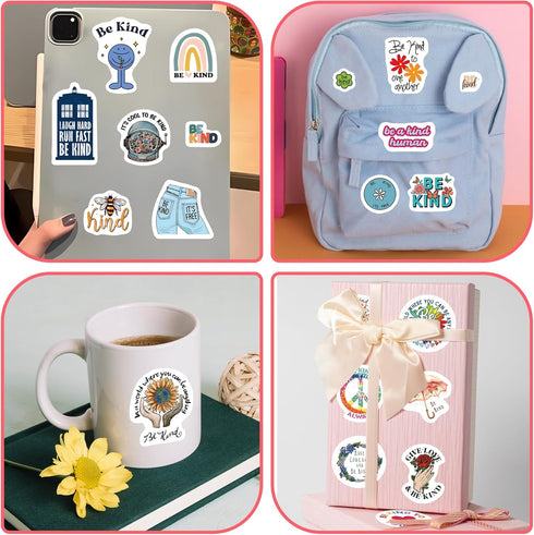 Inspirational Quotes Water Bottle Stickers for Kids Glow in The Dark, 72 PCS Vinyl Be Kind Stickers Pack for Laptop, Cute Skateboard Phone Case De...