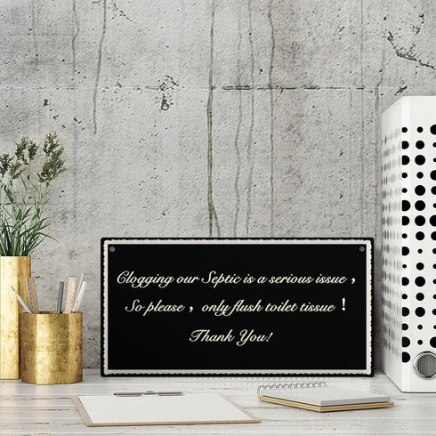 Only Flush Tissue Hanging Bathroom Plaque Septic Tank Toilet Wall Door Decor Thank You Sign 12 inch by 6 inch...