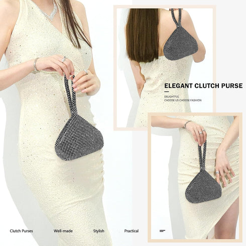 Women's Clutch Evening Bag- Mini Size Full Rhinestones Bling Wrist Clutch Purse for Party Wedding Date Night...