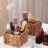 Remote Control Holder Wicker Desk Organizer Divided Storage Basket,Hand Woven Cosmetic Storage Box with 3 Compartments,Water Hyacinth Remote Contr...