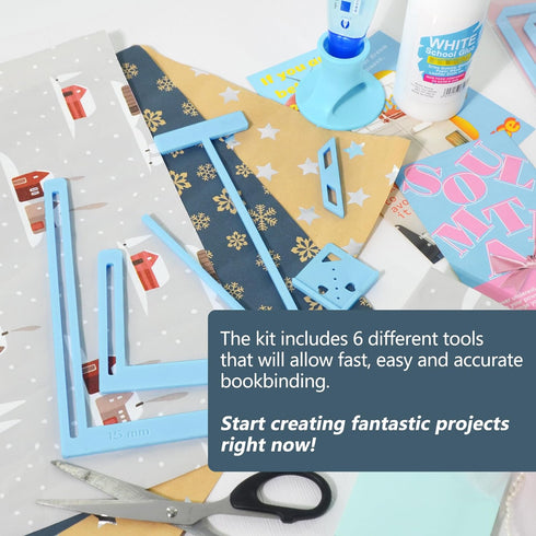 UPTTHOW 6Pcs Bookbinding Easy Scrapbooking Tool for Starter, Complete Great Stencils and Cutter Guide Kit Can Be Made Into Notebook Calender Junk ...