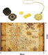 Gejoy Halloween Detailed Pirate Treasure Map Vintage Gold Secret Sea Historical Theme Party Accessory, Compass Necklace Plastic Coins Toy Pirate T...