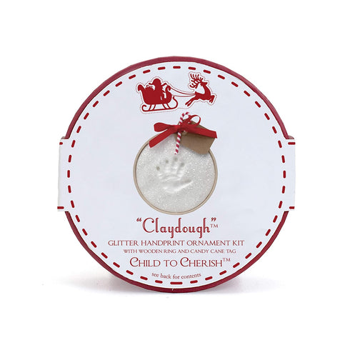 Child to Cherish Glitter Baby Handprint First Christmas Ornament Kit with Wooden Ring...