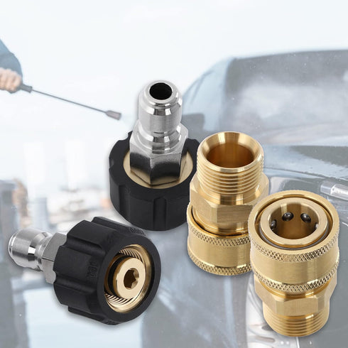 Tool Daily Pressure Washer Adapter Set, Quick Connect Kit, Metric M22 15mm Female to M22 Male Fitting, 5000 PSI, 4 Pcs...