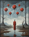 Posterizer 1 pcs-Lonely Alien Observing Floating Balloon Orbs-Abstract & Modern Art-Fantasy & Fiction Art-Gift for Art Lovers-Decor for Home & Off...