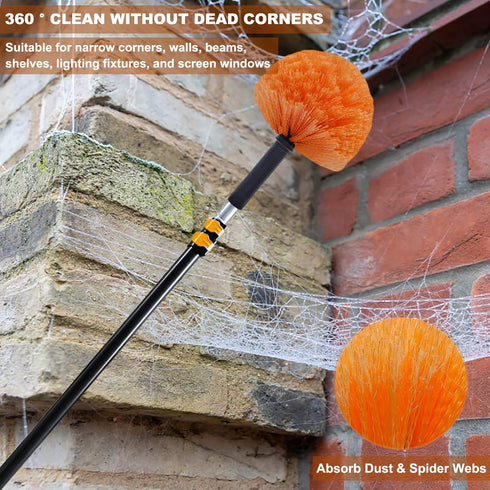 2 Pack Robust Cobweb Duster Head Brush // Superior Twist-On Web Cleaning Tool // Spider Web Remover Brush Compatible with Standard 3/4 Inch Thread...