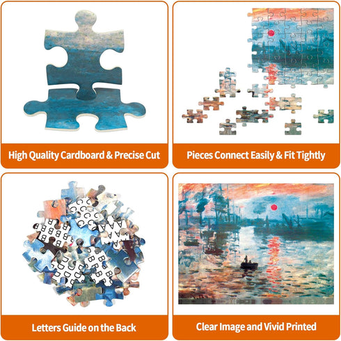 100 Piece Puzzles for Kids Sunrise Impression 100 Piece Puzzle Famous Oil Painting 100 Piece Puzzles for Adults Classic Art 100 Piece Puzzles by M...