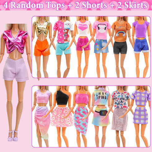 15 Set Doll Clothes for 11.5 Inch Doll Include 2 Sequins Dresses 6 Outfits Tops and Pant/Short/Skirts 7 Fashion Dresses for 11.5 Inch Fashion Doll...