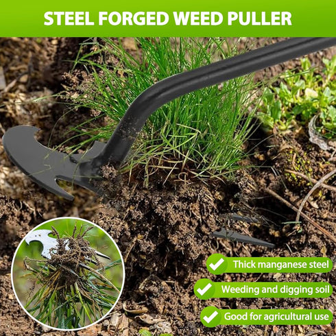 2PCS Garden Weed Pulling Tool Uprooting Weeding Tool 4 Teeth Weed Puller Tool Manganese Steel Garden Weeder Tool for Vegetable Gardening Planting,...