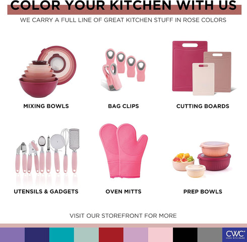 COOK with COLOR Set of Five Pink and Rose Gold Silicone MINI Kitchen Utensil Set...