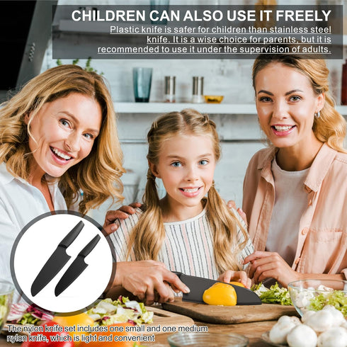 AILUROPODA Nylon Knife | 2 PCS Nylon Knife for Nonstick Pans | Nylon Knife Set for Cutting Fruits, Veggies and Bread Black...