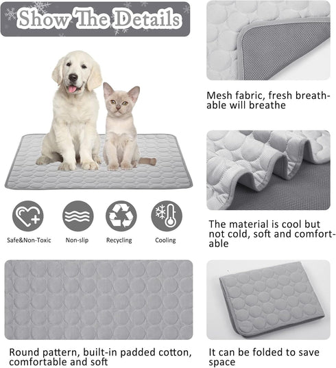 SOMOYA Dogs Self Cooling Mat Pet Cool Pads Blanket Hot Weather Sleeping Kennel Mat,Washable Ice Silk Sleep Mat Pad Non-Toxic Breathable for Large ...