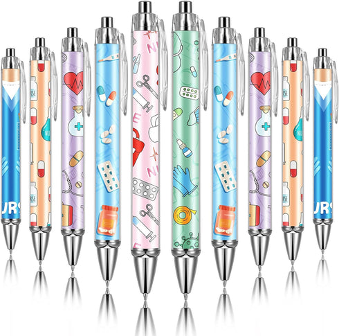 Thenshop Funny Nurse Pens Lovely Cartoon Ballpoint Nursing Pens Black Ink Retractable Press Pen for Appreciation Gifts Labor and Delivery Nurse As...