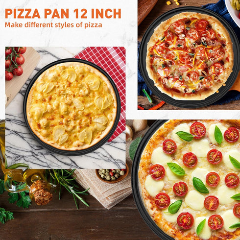 12 Inch Pizza Pan with Holes, Nonstick Pizza Tray for Oven, Round Perforated Carbon Steel Pizza Baking Pans Pizza Bakeware for Home Restaurant Kit...