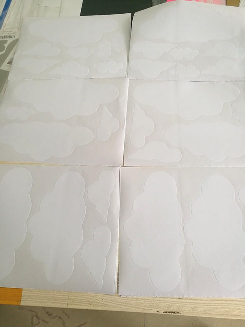 31pcs White Cloud Wall Decals – Mixed Sizes 4-10in Floating Vinyl Stickers for Baby Nursery, Kids Bedroom, Ceiling or Playroom – Removable DIY Hom...