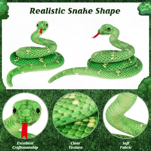 Snake Plush, Stuffed Snake Animal, 71in Large Toy Snakes for Kids, Giant Stuffed Animals Snake, Lifelike Plush Snake for Birthday Gift Party Prank...