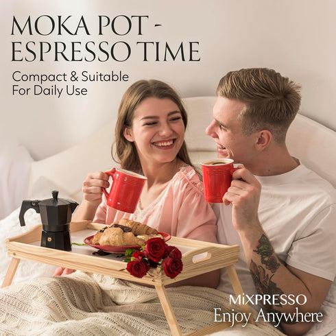 Mixpresso Black 3 Cup Moka Pot Cuban Coffee Maker, Moka Pot for Gas, Electric Stove Top, Classic Italian Coffee Maker, Stovetop Espresso Maker, Ca...