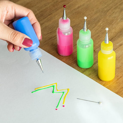 4 Ultra-fine Tip Applicator Bottles 20ml Clear, for storing & applying craft supplies & mediums like glitter, glue, paint, stains, inks - Creative...