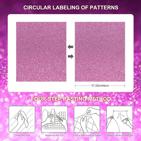 Amiya Purple Glitter Vinyl Contact Paper 17.3"×120" Self Adhesive Sparkly Stick and Peel Wallpaper Decorative Glittery Bling Wallpaper for Bedroom...