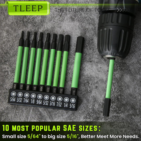 3.5" Long 1/4" Hex Head Allen Wrench Drill Bits, SAE Impact Driver Bit Set 5/64 to 5/16, Magnetic Tips Magnetic Screwdriver Bits Hex Drill Bit Set...