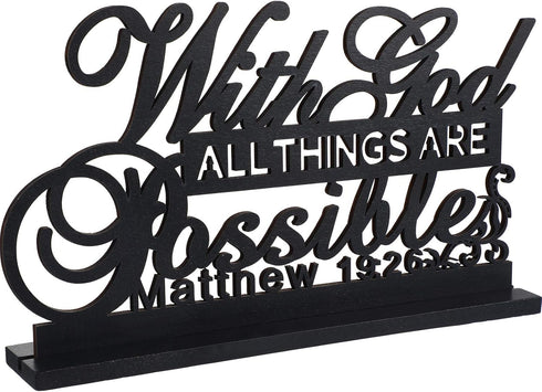 Jetec Inspirational Table Art with God All Things Are Possible Positive Sign Home Table Decoration, Motivational Centerpieces Letter Sign Wooden f...