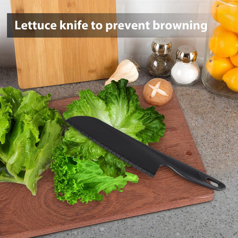 11” Nylon Knife for Nonstick Bakeware with Serrated Edges, Large Plastic Kitchen Knife to Cut Lettuce Salad Cake Brownie or Veggies Fruits, Nonmet...