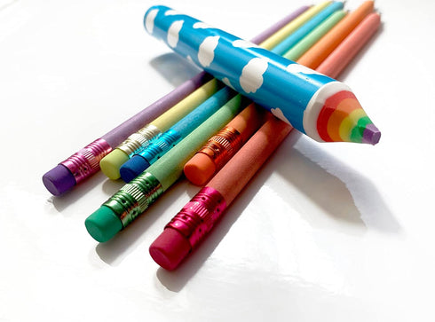 Recycled Rainbow Pencil Set of 6 + Jumbo Eraser...