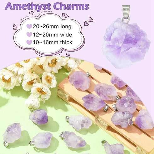 DanLingJewelry 30pcs Natural Amethyst Healing Point Chakra Reiki Nuggets Pendants for Necklace Earrings Bracelet Jewelry Making 12-20x20-26mm...