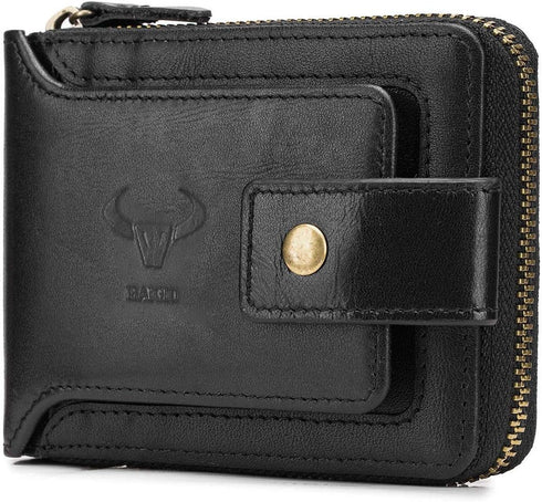 BAIGIO Genuine Leather Wallets for Men Multi Card Purse with Zipper Wallet Men RFID Blocking Coin Pocket (Black)...