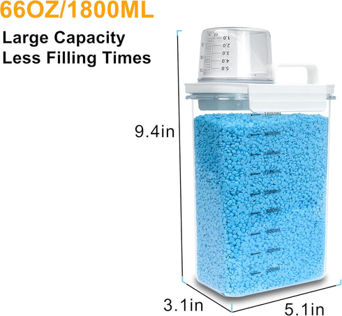 Liquid Laundry Detergent Dispenser For Laundry Room Organization And Storage, 66oz Large Capacity Laundry Soap Containers, Plastic Clear Laundry P...