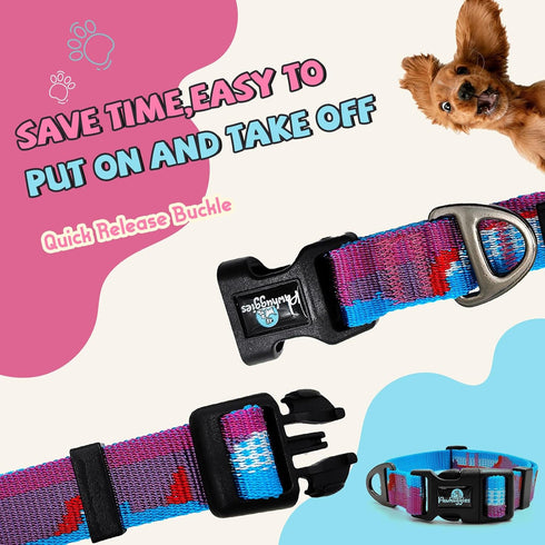 Jacquard Dog Collar, Adjustable Pet Dog Collar for Medium Dogs with Quick Release Buckle, Durable Breathable &Fade Resistant Dog Collar for Medium...