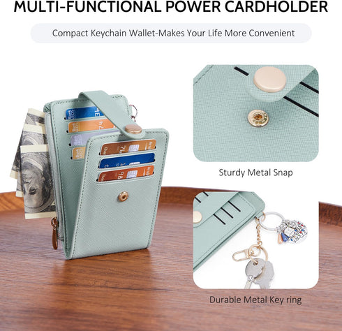 POIUGOYA Slim Wallet for Women,RFID Blocking Bifold Credit Card Holder with Zipper Coin Pocket,ID Window,Keychain...