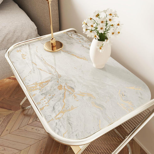 Glossy Marble Contact Paper for Countertop Kitchen Beige Gold Marble Wallpaper Modern Vinyl Wall Paper for Bathroom Waterproof 15.75"x78" Stick on...