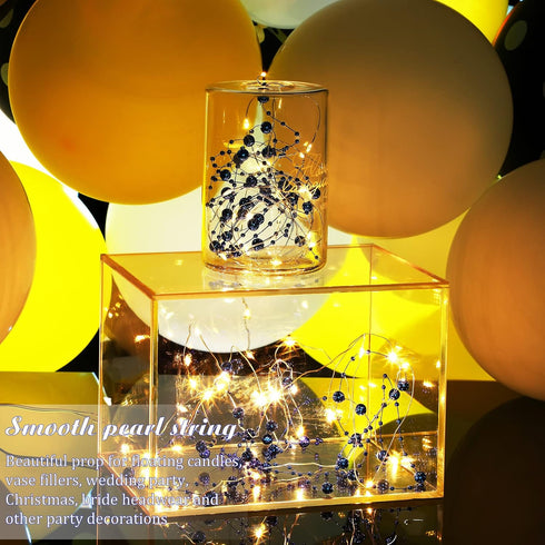 Hicarer 157 Feet 24 Strings Pearl String for Floating Candles Highlight Faux Pearl as Vase Filler Ideal for Wedding Party Garland Home Table Cente...