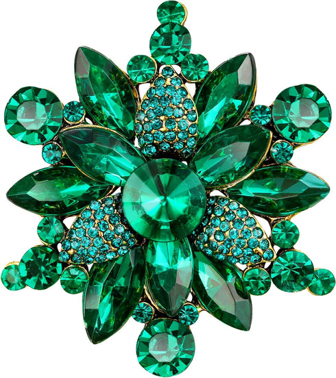 BriLove Women's Crystal Rhinestone Marquise Flower Brooch Pin for Party Prom...