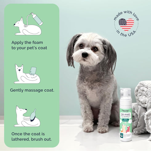 Hepper Waterless No Rinse Dry Shampoo for Dogs, Cats, and Other Pets. Dry Shampoo Foam in Only One Pump. No Rinse, No Bath, No Fuss —Just Brush. D...