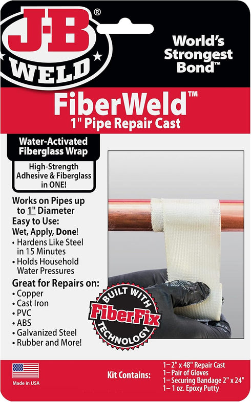 FiberWeld Pipe Repair Cast 2x48 Inch – High Strength Adhesive Fiberglass Wrap – White...