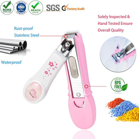PAFASON Baby Safety Nail Clipper Cutter Trimmer with Nail Catcher and Baby Glass Nail File, Czech Float Glass, Stainless Steel Ideal Gift for Youn...