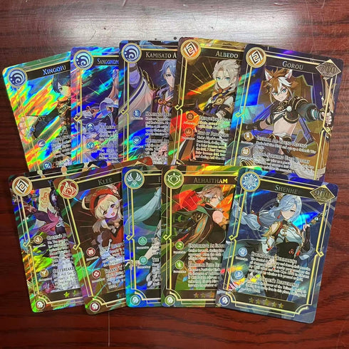 60PCS TCG Deck Cards,55PCS Ultra Rare Cards and 5Pcs Random UTR with Gilded Text English Version TCG Collection Kamisato Ayaka ZhongLI, Collectibl...
