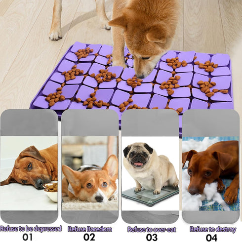 Silicone Snuffle Mat for Small Medium Dogs,Slow Feeder Lick Mat for Pet Slow Down Eating,Encourages Natural Foraging Skill,Interactive Feed Game T...
