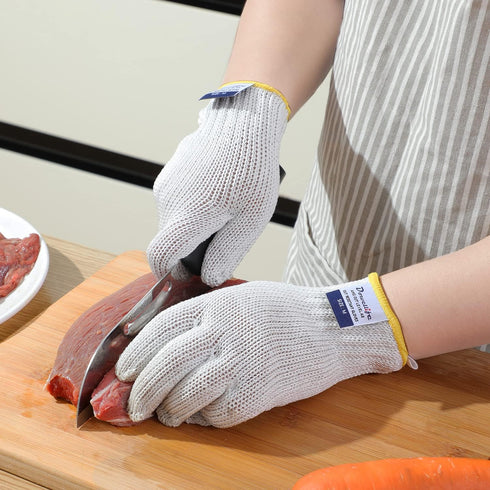 Dowellife Level 8 Reinforced Cut Resistant Gloves, Food Grade, Knife Safety Gloves for Meat Cutting, Oyster Shucking, Fish Fillet, Kitchen Slicing...
