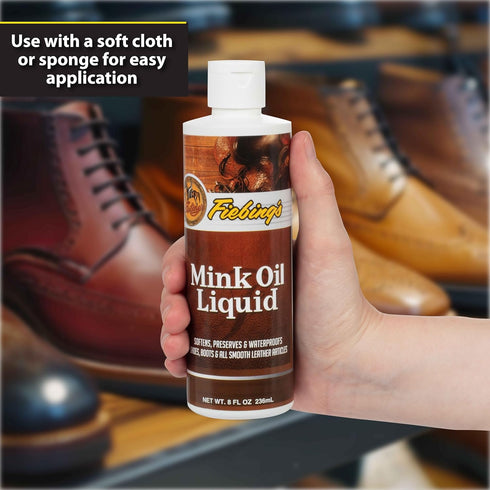 Fiebing's Liquid Mink Oil for Leather Boots (8 fl oz) - Leather Cleaner & Conditioner - Waterproof, Preserve, Soften All Smooth Leathercraft & Vin...